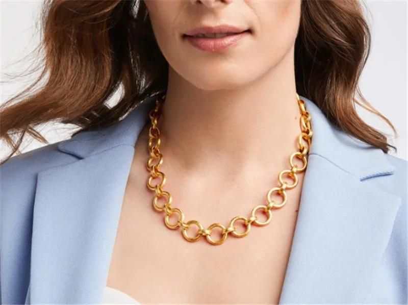 Hip Hop Women Men Heavy Chain Necklace Statement Link Chain Necklace in 18K Gold Plated