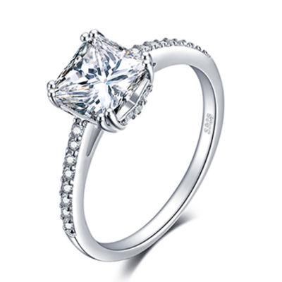 925 Sterling Silver Ring with Cubic Zirconia for Engagement Wedding Fashion Jewelry Wholesale