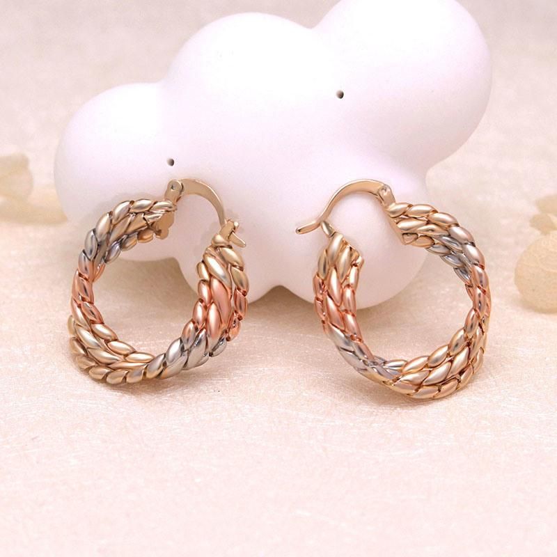 Wholesale Trendy Geometric Temperament Ladies′s Three-Color Earrings