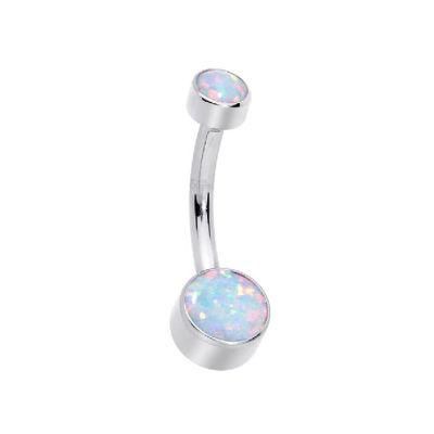 Eternal Metal 14G High Grade ASTM F136 Titanium Internally Threaded Synthetic Opal Belly Ring Body Jewelry