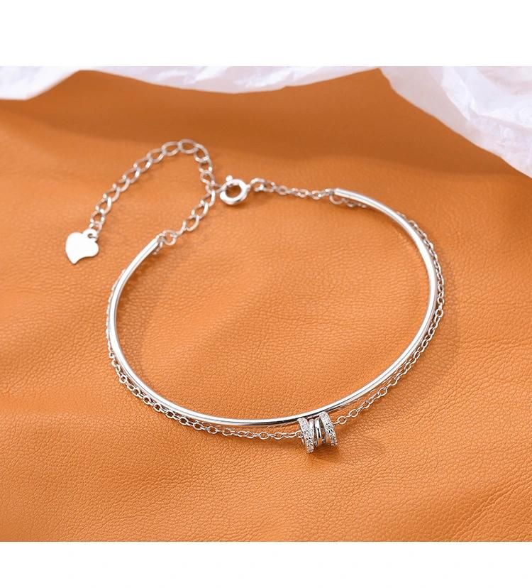 S925 Sterling Silver Designer Double-Layered Small Waist Bracelet