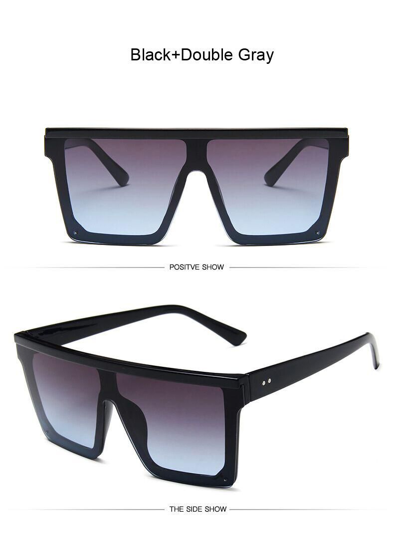 Female Big Frame Shades Black Lady UV400 Sun Glasses