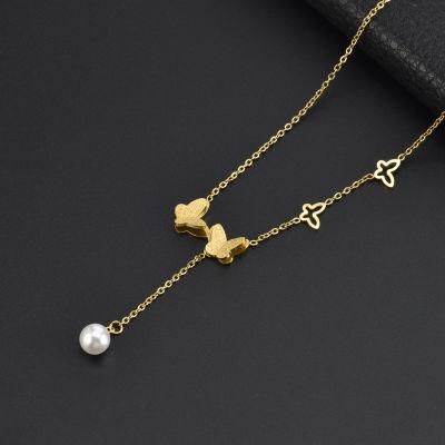 Manufacturer Custom Fashion Jewelry Necklace High Quality Waterproof Luxury Brand Stainless Steel Jewelry Butter Fly jewellery Stainless Steel