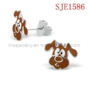 316L Stainless Steel Dog Design Earrings (SJE1586)