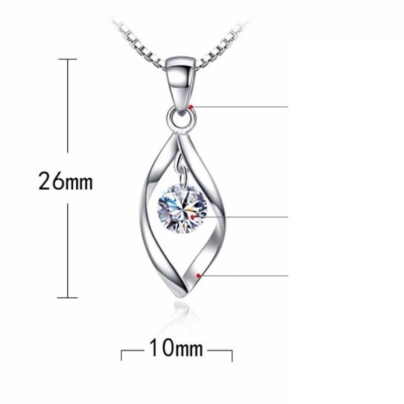 925 Sterling Silver Women′s Fashion Crystal Zircon Simple Pendant Necklace