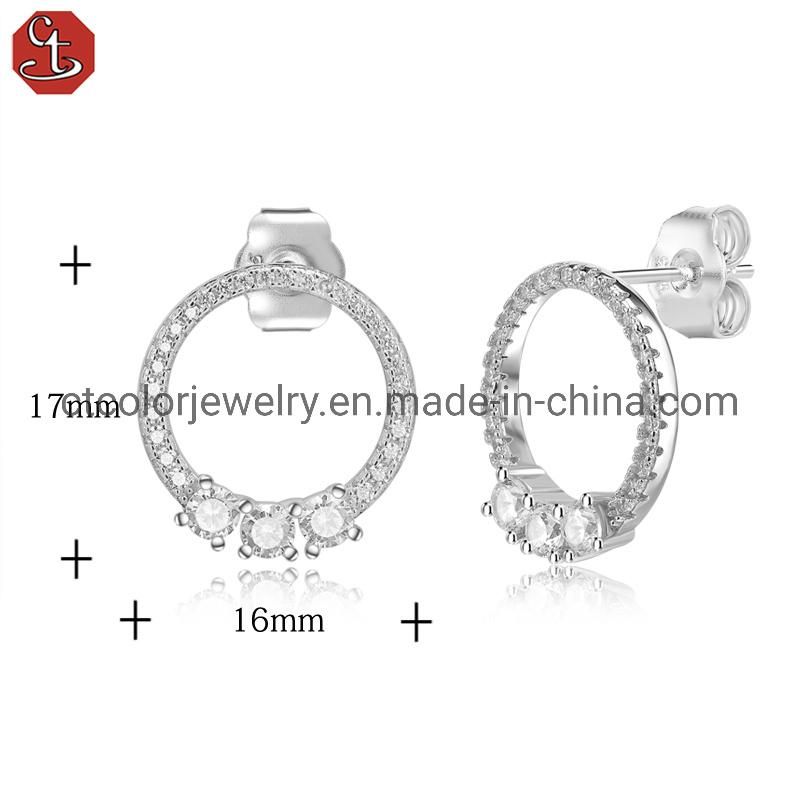 Fashion Jewelry white cz 925 sterling silver earrings women′s jewellery factory Wholesale