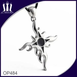 Op484 Black Enamel Flame Cross Pendant