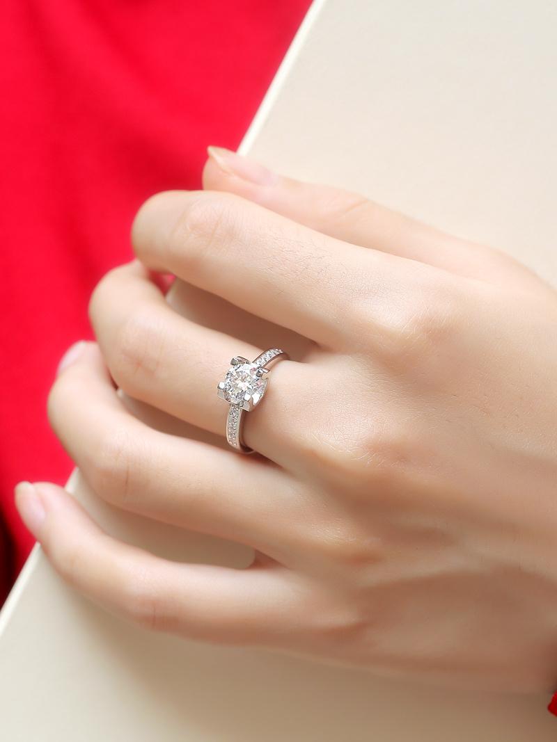 Trendy Jewelry 1ct Moissanite Diamond white cz silver ring Engagement Ring