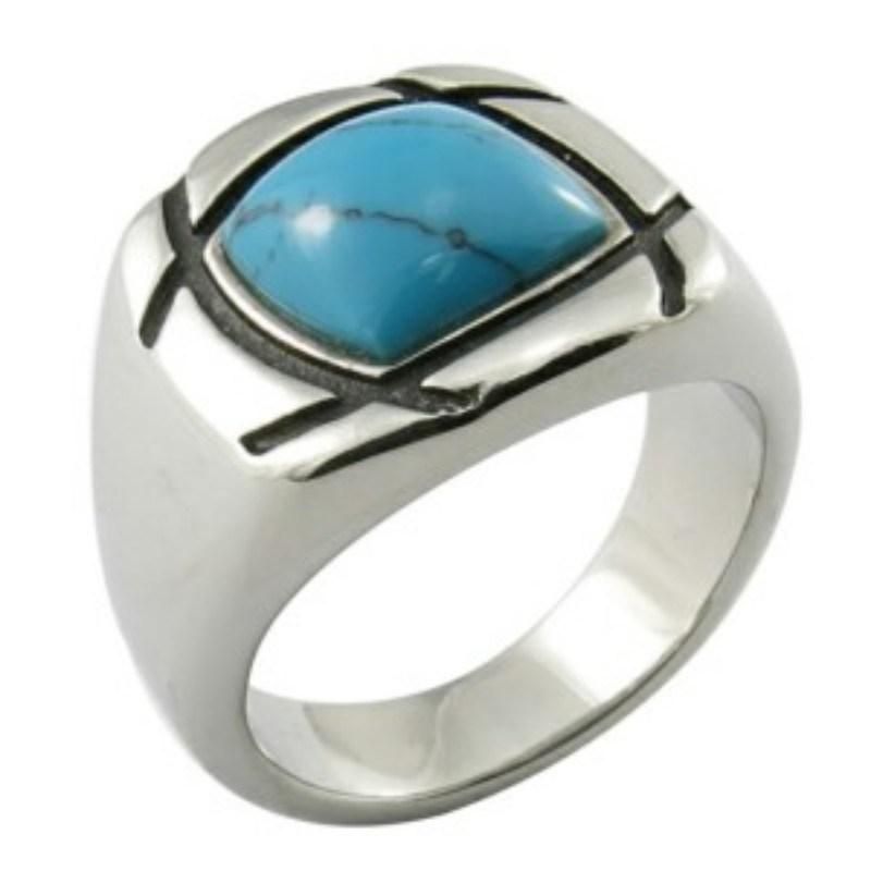Gem Stone Ring Turquoise Jewelry Steel Ring