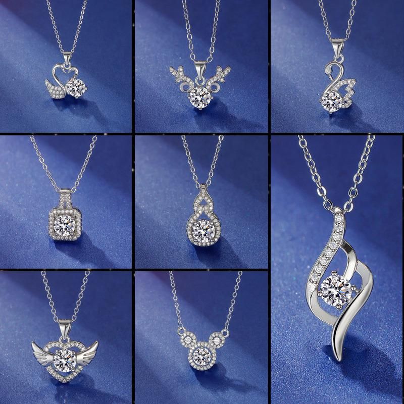 Explosive Constellation Necklace Female Imitation Mosang Stone Pendant Clavicle Chain Jewelry Manufacturers Direct Sales