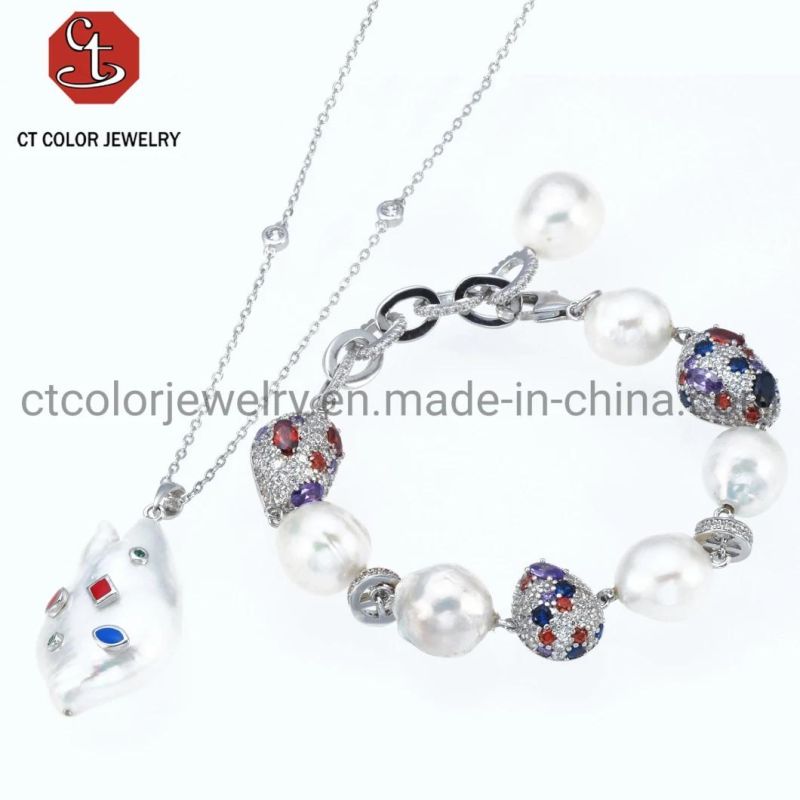 Fashion Jewelry 925 Silver Jewelry Custom shell pearls Bangle Bracelet Jewelry for Women