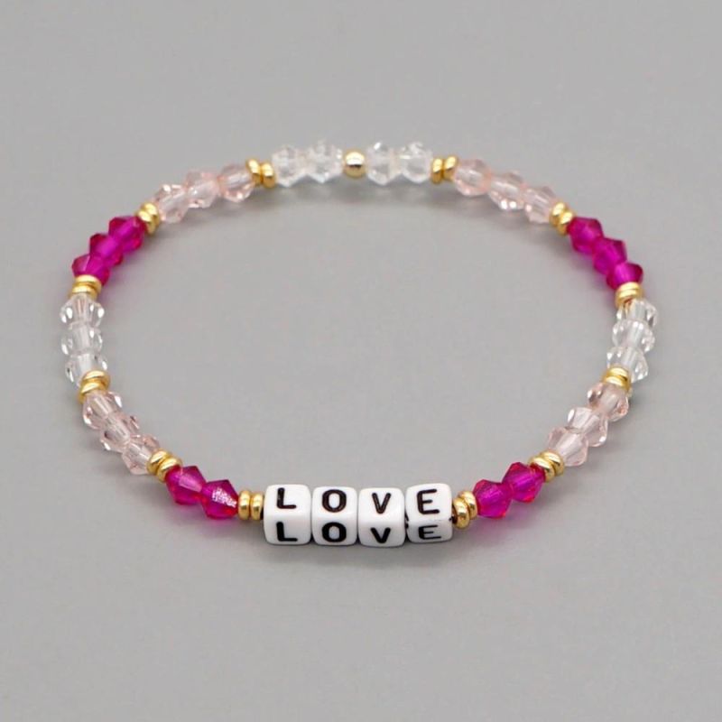 Mlgm Crystal Bead Jewelry for Girls Bracelet OEM Custom Accept Love Letters Jewellery Bohemian Elastic Bracelets Fast Shipping