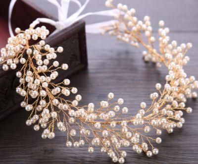 Bridal Pearl Headband Hair Vines Headpiece for Brides