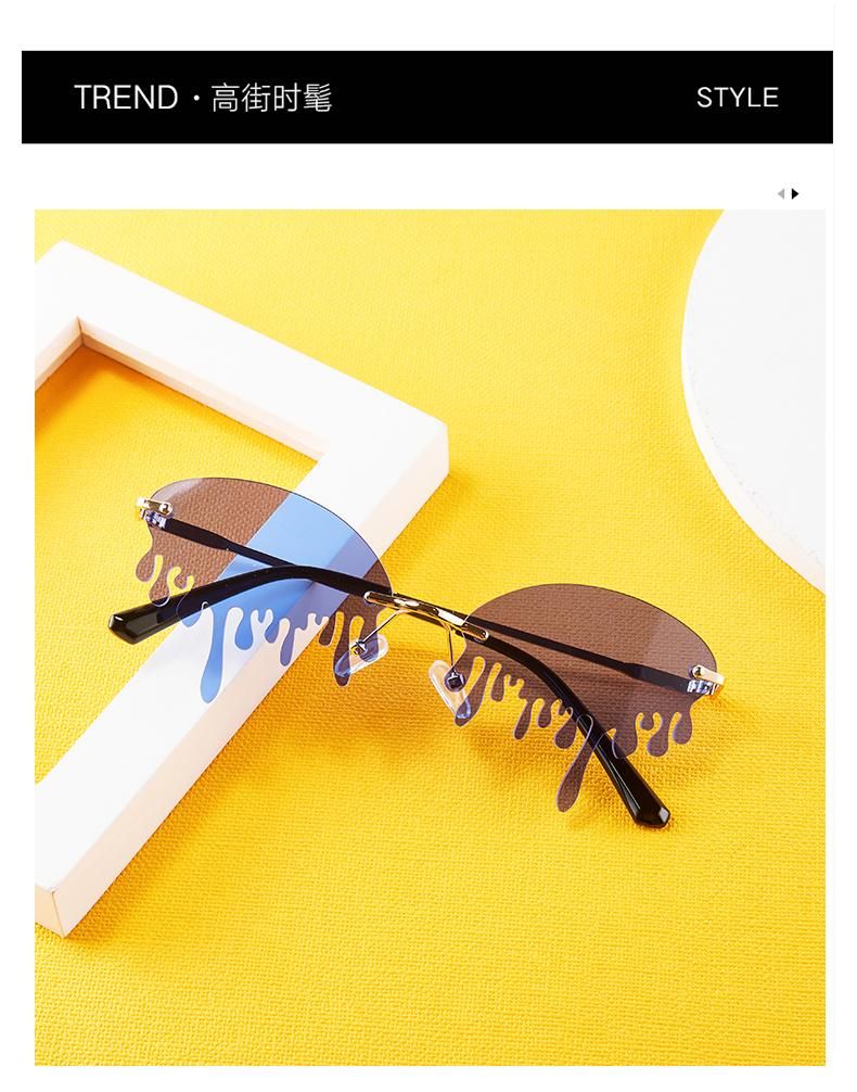 High Fashion Wholesale Sun Glasses Candy Color Funny Tear Shape Rimless Sunglasses