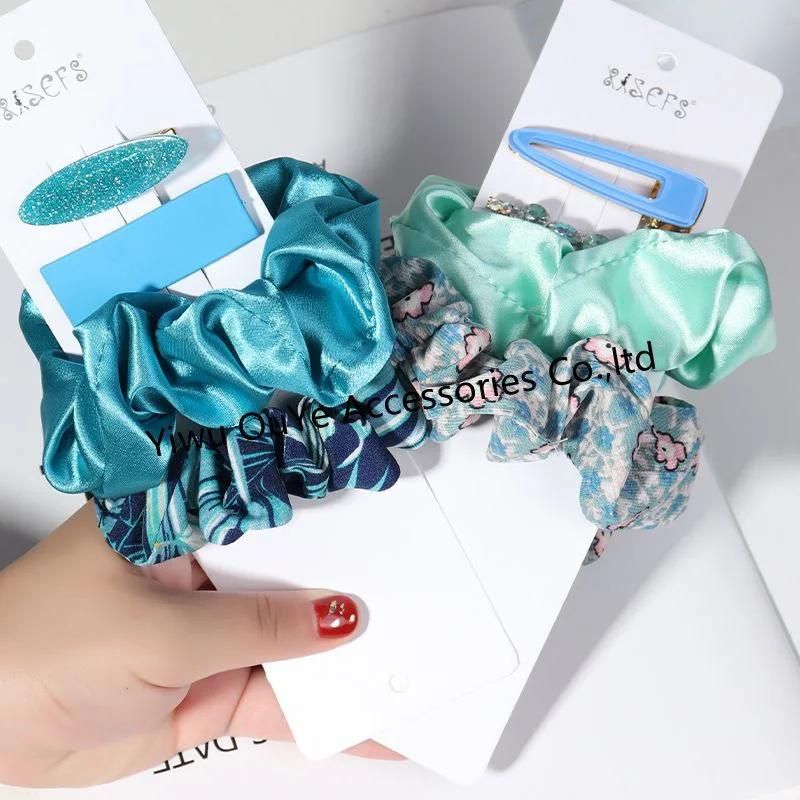 Stock Customized Solid-Color Satin Hair Accessories Hair-Ring Elastic Scrunchies Hairbands