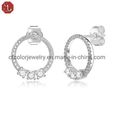 Fashion Jewelry white cz 925 sterling silver earrings women&prime;s jewellery factory Wholesale
