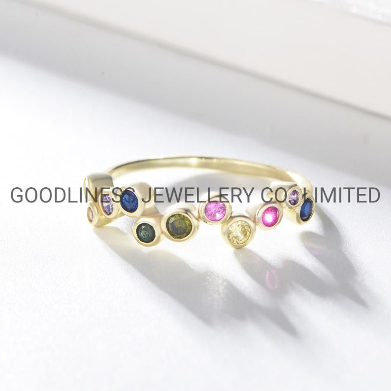 925 Sterling Silver Women Multi-Color CZ Fine Jewelry Rings