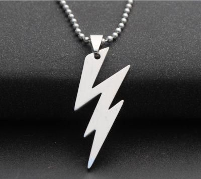 Men&prime;s Necklace Titanium Steel Pendant Lightning Stainless Steel Pendant