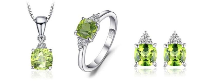 Gemstone Created Peridot Ring 925 Sterling Silver Fashion Jewelry for Women Wholesale