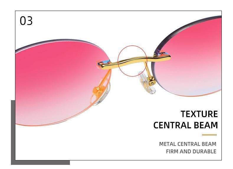 Fashion Metal Sunglasses Women Rimless Retro Small Round Sun Glasses Female Oculos 2021