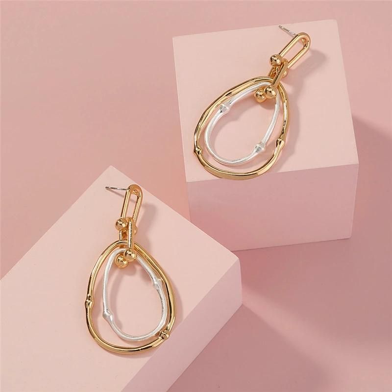 Wholesale Fashion Jewelry Water Drop Shape Earrings in Gold Plated with Sterling Silver Statement Oversized Hanging Design Women Earring