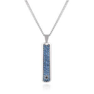 Gold-Plated Stainless Steel Glossy Diamond Rectangular Brand Pendant Necklace