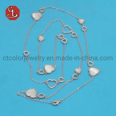 Exquisite Heart Shape Silver Necklace with Mother of Pearl Fashion Necklaces