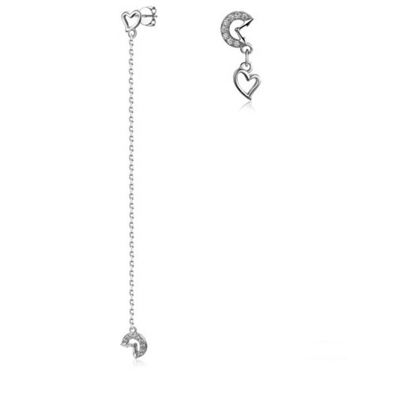 925 Silver Unbalanced Stud Earring with Black Plating
