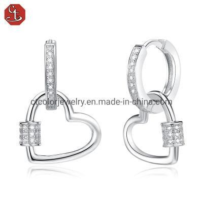 2022 Fashion Jewelry 925 Sterling Silver Heart White Rhodium earrings for Women