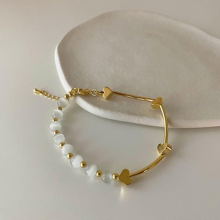 Metal Love-Shaped Opals Love Bracelet
