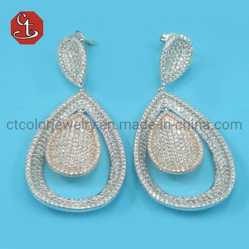 Elegant Silver or Brass Earring Wholesale Cubic Zircon Jewelry