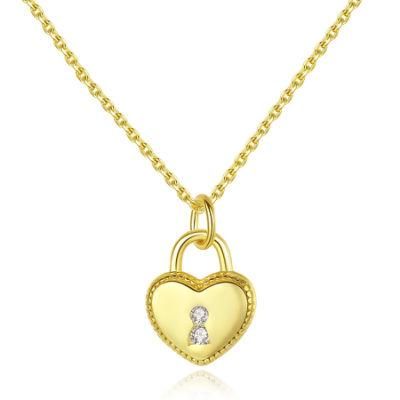 Jewelry Fashion Custom Heart Lock Pendant Chain Necklace