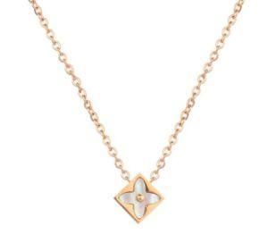 Wholesale Women No Rust Lucky Clover Real Gold Plated Stainless Steel Necklace Jewelry