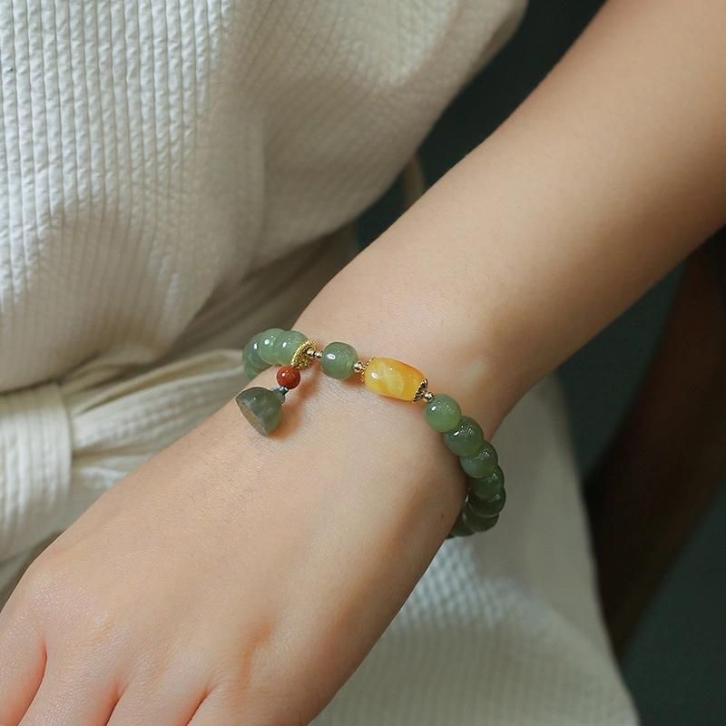 Fashion Jewellery Lotus Bracelet Beeswax Barrel Beads Bangle
