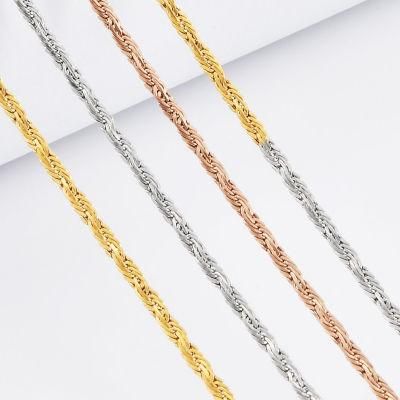 Wholesale 18K Gold Plated 316L Surgical Stainless Steel Fashion Rope Chain Bracelet Anklet Bangle Jewellery Necklace