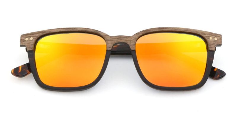 High Quality Classic Retro Rectangle Two Layers Wooden Sunglasses for Men
