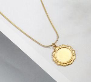 Gold Plated Sunflower Necklace Stainless Steel Pendant Necklace Jewelry