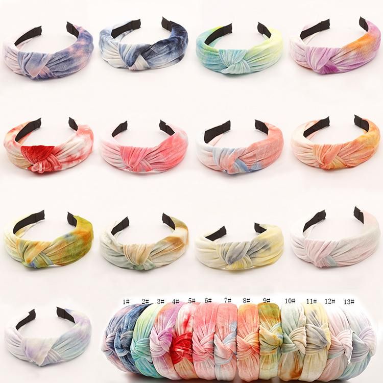 13 Color Velvet Hairband with Tie-Dye Effects M20703