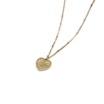 Manufacturer Custom No Fade Fashion Jewelry Collares Jewellery Manufacturer Custom Design Women18K PVD Gold Chain Love Heart Necklace