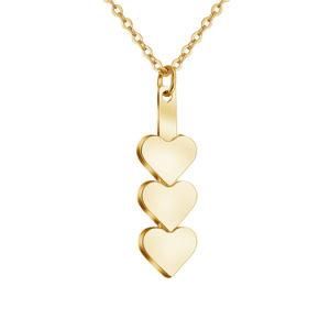 Fashion Gold Chain Long Pendant Love Three Heart Necklace for Women