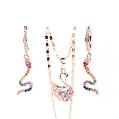 Wedding Jewellery 18K Pendant Necklace Copper Alloy CZ Fashion Jewelry Set