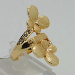 Two Butterfly Design 22k Alloy Gold Plated Ring for Women Fashion Jewelry (R13A07401R1XS)