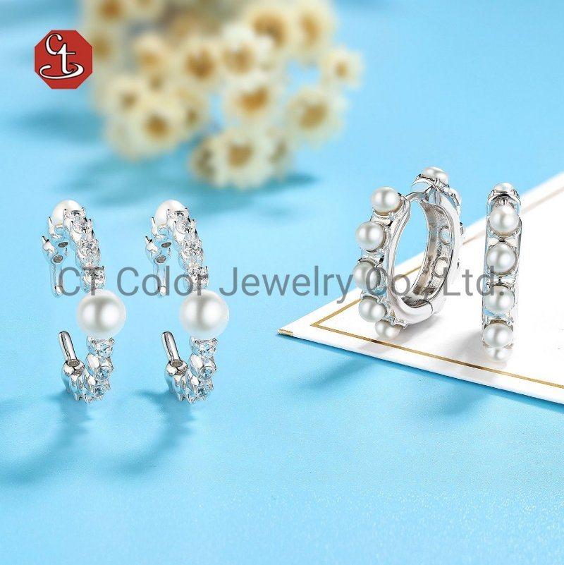 Fashion Custom Jewellery Pearls 925 SterlinSilver Jewelry Silver Earring