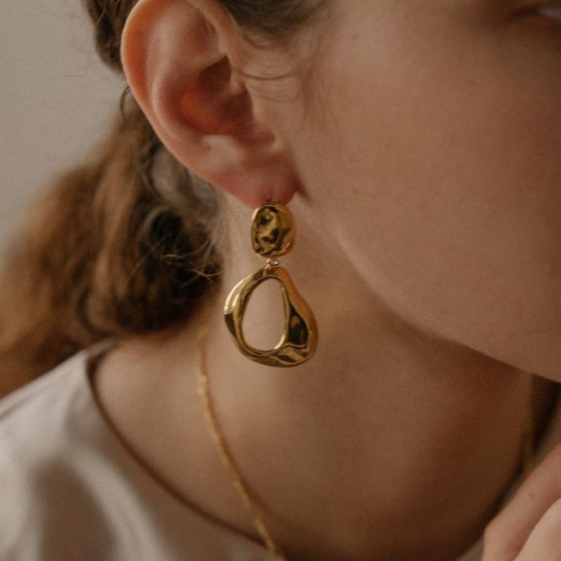 Gold Vermeil Jewelry Designer Inspired Large Dangle Geometric Earrings