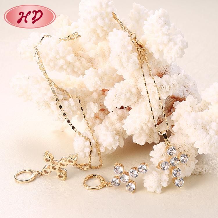 New Fashion 18K Gold Plated Crystal Necklace Jewelry Chain Sets