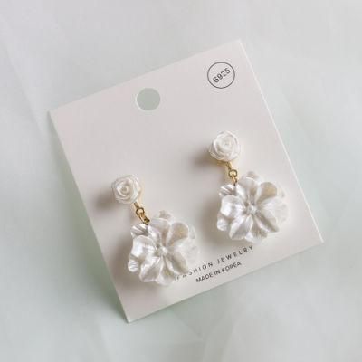 New S925 Silver Needle Flower Resin Acrylic Earrings Women