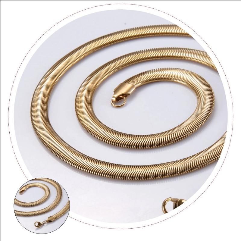 Fashion Accessories 18K Gold Plated Jewelry Necklace Soft Flat Snake Chain for Jewelry Design