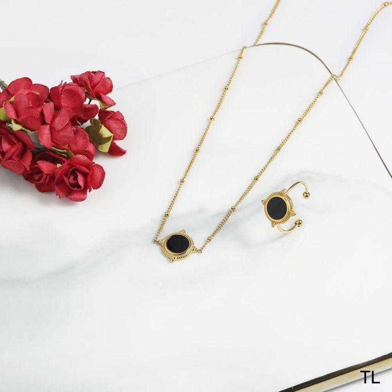Manufacturer Custom High Quality Fashion Jewelry New Arrivals Gold Plated 18K jewellery Necklace Agate Stainless Steel Brand Jewelry