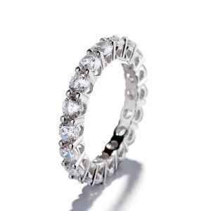 925 Silver Wedding Ring Band Jewelry, Round Cut Diamond Ring, Unique Eternity Ring for Girl