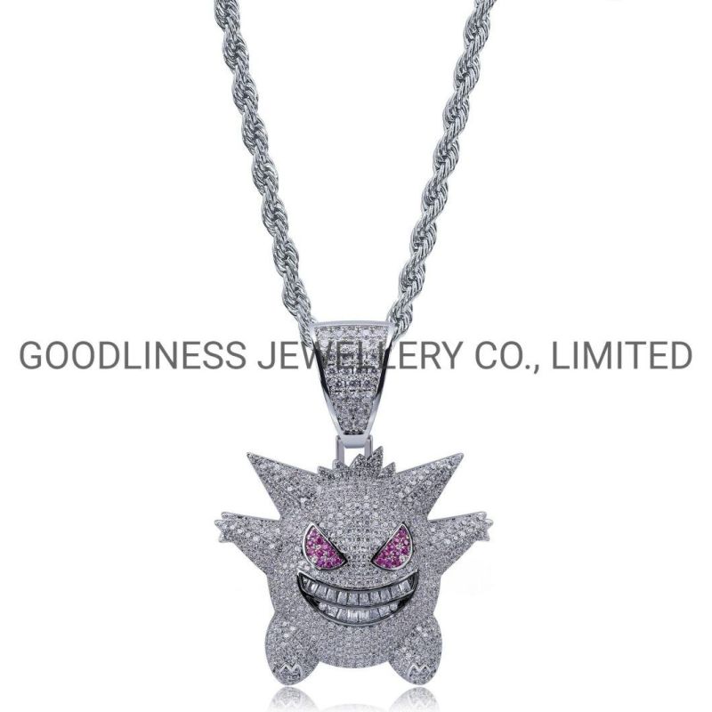 Hip Hop Iced out Gold Filled Evil Eye Pendant Necklace